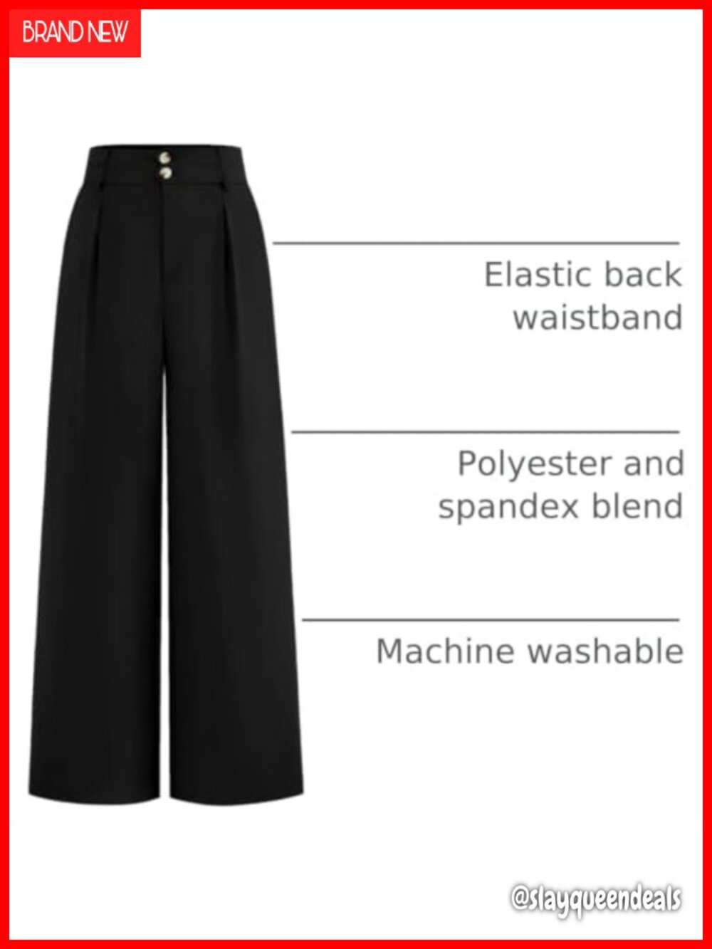Wide Leg Dress Pants Women Business Casual High Waisted Palazzo Trousers - Picture 3 of 6